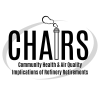 CHAIRS logo with a smoke stack and the words Community Health & Air Quality Implications of Refinery Retirements