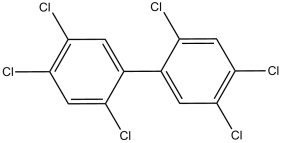 Black and white chemical structure of PCB 153