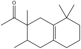 Chemical structure of OTNE (beta isomer), an example of a tetramethyl acetyloctahydronaphthalene