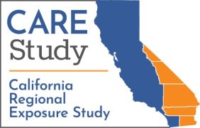 Logo for the CARE-2 study showing a blue map of California with the eastern part of California in orange